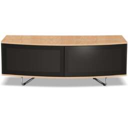 "Rackhams Caru Gloss Black and Oak Beam-Thru Remote Friendly Super-Contemporary ""D"" Shape Design 32""-65"" LED/OLED/LCD TV Cabinet" - thumbnail 5