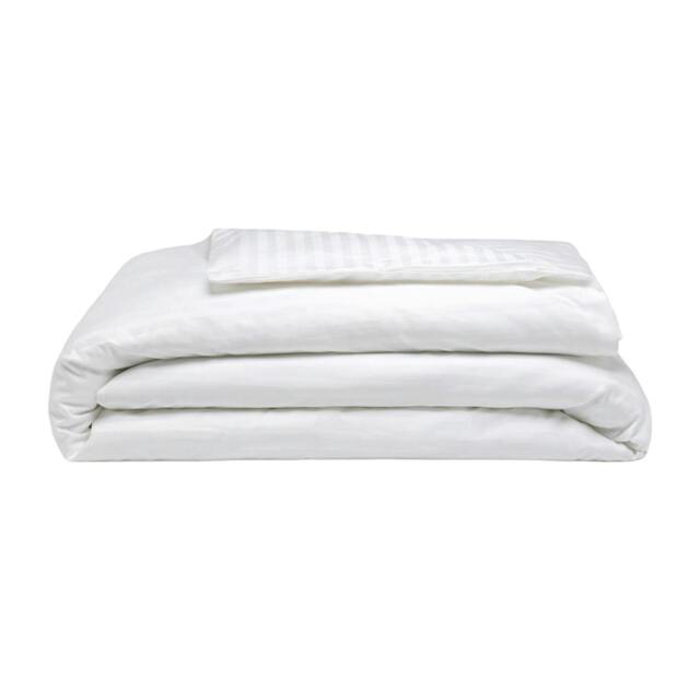 Rackhams 540 Thread Count Satin Stripe Duvet Cover Set - White - Double - White - 100% Cotton - image 1