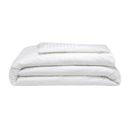 Rackhams 540 Thread Count Satin Stripe Duvet Cover Set - White - Double - White - 100% Cotton - thumbnail 1