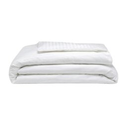 Rackhams 540 Thread Count Satin Stripe Duvet Cover Set - White - Double - White - 100% Cotton - thumbnail 2