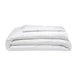 Rackhams 540 Thread Count Satin Stripe Duvet Cover Set - White - Double - White - 100% Cotton - thumbnail 4