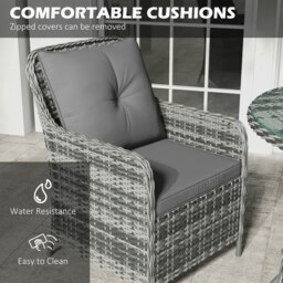 Rackhams Luxury Rattan Garden Dining Set W/ Parasol, Cushions, Mixed Grey - thumbnail 5