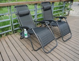 Rackhams 2 x Zero Gravity Reclining Garden Chair Sun Beach Lounger Recliner Outdoor Black - thumbnail 5
