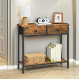 Rackhams Industrial 2 Tier Console Table With 2 Drawers Brown - thumbnail 1