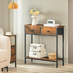 Rackhams Industrial 2 Tier Console Table With 2 Drawers Brown - thumbnail 5