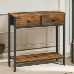 Rackhams Industrial 2 Tier Console Table With 2 Drawers Brown - thumbnail 3