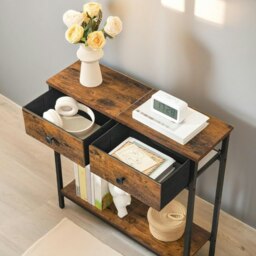 Rackhams Industrial 2 Tier Console Table With 2 Drawers Brown - thumbnail 6