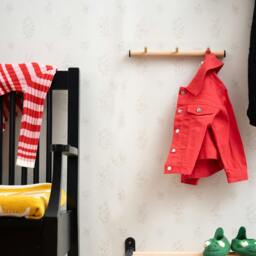 Rackhams Triple Hook Coat Rack in Matt Black/Beech Wood, Width 330mm - thumbnail 3