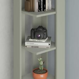 Rackhams Nati Tall Corner Bookcase Modern Shelving Unit Space-Saving Storage 161cm - Anthracite Grey - thumbnail 5