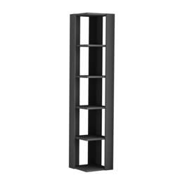 Rackhams Nati Tall Corner Bookcase Modern Shelving Unit Space-Saving Storage 161cm - Anthracite Grey - thumbnail 2