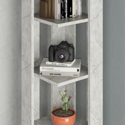 Rackhams Nati Tall Corner Bookcase Modern Shelving Unit Space-Saving Storage 161cm - Anthracite Grey - thumbnail 4