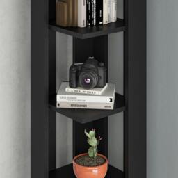 Rackhams Nati Tall Corner Bookcase Modern Shelving Unit Space-Saving Storage 161cm - Anthracite Grey - thumbnail 6
