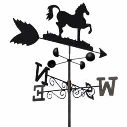 Rackhams Horse Steel Weathervane, Black Painted All-Steel Weather Vane With Wall Fixings and 1.7m Ground Spike, Wind Speed Cups - thumbnail 1