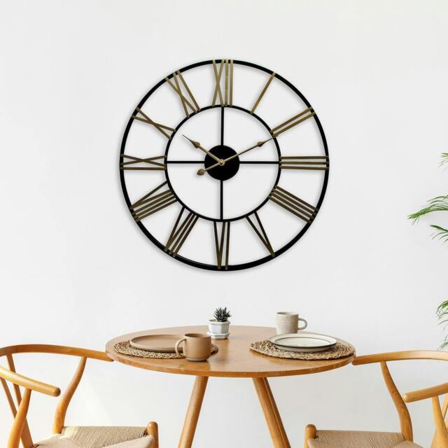 Rackhams WC2129 - Rustic Industrial Slim Black and Gold Iron Wall Clock - 73 cm / 28.7 in - image 1