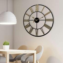 Rackhams WC2129 - Rustic Industrial Slim Black and Gold Iron Wall Clock - 73 cm / 28.7 in - thumbnail 2