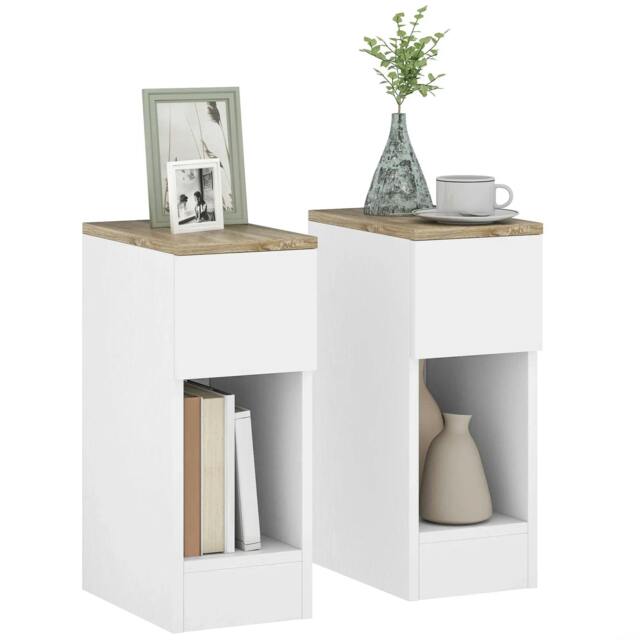 Rackhams Set of Two Modern Storage Bedside Tables - White