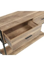 Rackhams Rustic Brown Metal Frame Console Table with 2 Drawer and Shelf - Brown - thumbnail 5
