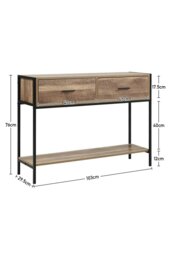 Rackhams Rustic Brown Metal Frame Console Table with 2 Drawer and Shelf - Brown - thumbnail 4