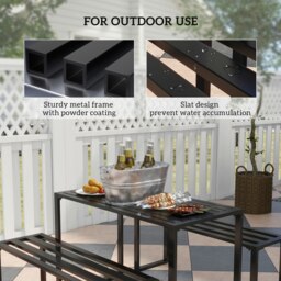Rackhams 3Pcs Outdoor Dining Set Metal Beer Table Bench Patio Garden Yard - thumbnail 3