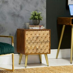 Rackhams Perdue Dakota Solid Mango Wood 2 Drawer Lamp Table - thumbnail 2