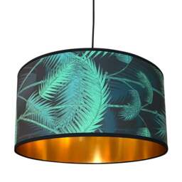"Rackhams Palm Jungle Wallpaper Lampshade with Gold Lining - Table / Floor Lamp - 40cm Diameter x 23cm Height / (16"" x 9"")" - thumbnail 2