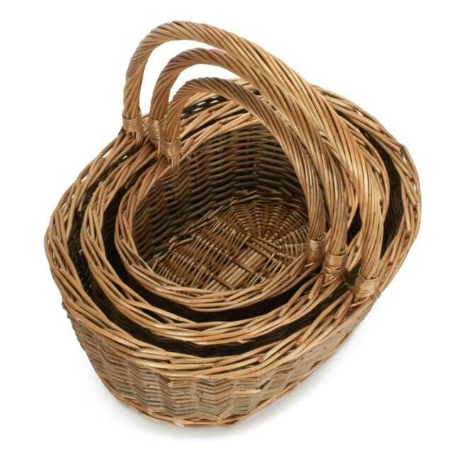 Rackhams Oval Unpeeled Willow Shopping Basket - Large