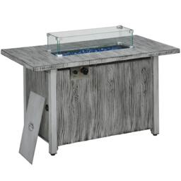 Rackhams 50,000 BTU Gas Fire Pit Table with Cover and Glass Screen - Grey - thumbnail 1
