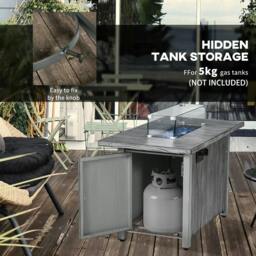 Rackhams 50,000 BTU Gas Fire Pit Table with Cover and Glass Screen - Grey - thumbnail 6