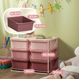 Rackhams Kids Storage Unit, with Six Drawers - Pink - thumbnail 3