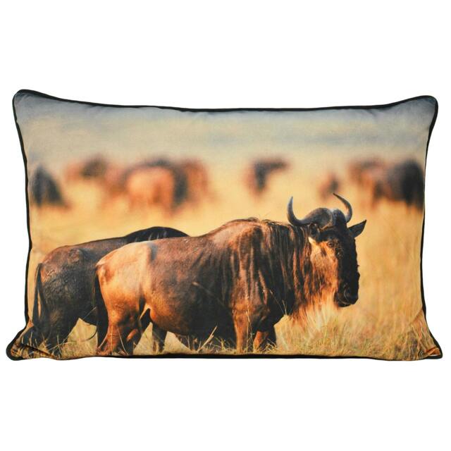 Rackhams Wildebeest Cushion Cover - Tan - 40x60cm - Tan - 100% Polyester