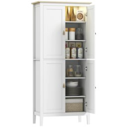 Rackhams 176.5 cm Tall Freestanding Pantry Storage Cabinet with 4 Doors Green - Green - Kitchen Cupboard - MDF - thumbnail 6