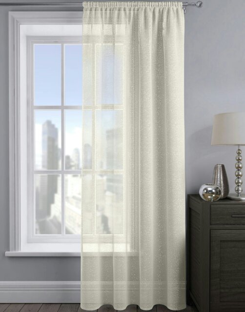 Rackhams Alessandria Sparkle Slot Top Voile Panel - 137cm x 122cm - Cream - image 1