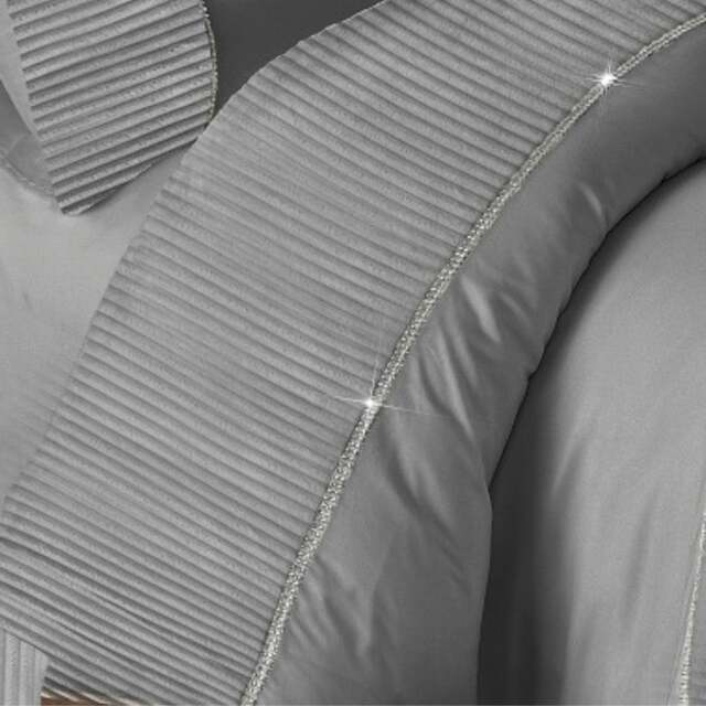 Rackhams Egyptian Cotton Duvet Cover Set 400 Thread Count Satin Stripe - White - Double - image 1