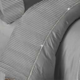 Rackhams Egyptian Cotton Duvet Cover Set 400 Thread Count Satin Stripe - White - Double - thumbnail 1