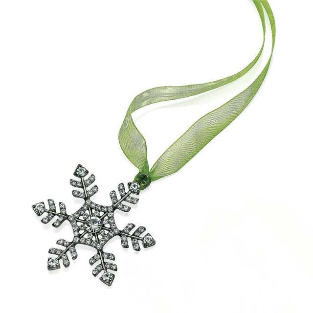 Rackhams Crystal Snowflake Christmas Decoration, Antique Silver-Tone, Small