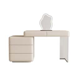 Rackhams Donnelly Dressing Table With LED Mirror, Cream - Cream - Chest Of Drawer On The LEFT - With Chair - thumbnail 5
