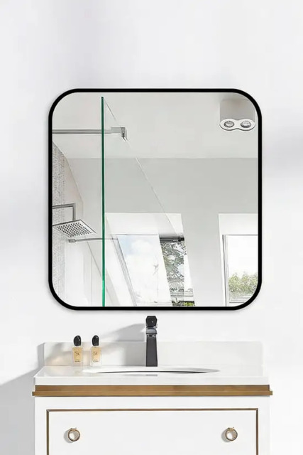 Rackhams Modern Square Wall Mirror with Aluminum Alloy Frame - image 1