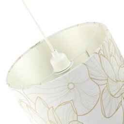 Rackhams Designer Cream Linen Fabric 12 Inch Lampshade with Large Shiny Gold Foil Flowers - thumbnail 5
