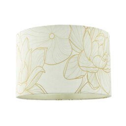 Rackhams Designer Cream Linen Fabric 12 Inch Lampshade with Large Shiny Gold Foil Flowers