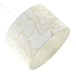 Rackhams Designer Cream Linen Fabric 12 Inch Lampshade with Large Shiny Gold Foil Flowers - thumbnail 4