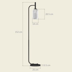 Rackhams Modern Floor Lamp with Glass Lampshade, Foot Switch for Living Room - Black - Bulb not included - Metal, glass - thumbnail 4