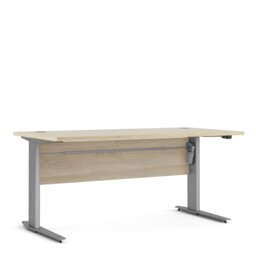 Rackhams Prima Desk 150 cm in Oak with Height adjustable legs with electric control in Silver grey steel - Oak & Steel - 80.1 - 75.2 - thumbnail 1