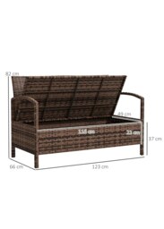 Rackhams Rattan Garden Bench w/ 125L Storage, Cushioned Outdoor Bench, Brown - thumbnail 4