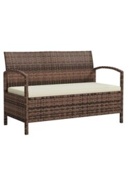 Rackhams Rattan Garden Bench w/ 125L Storage, Cushioned Outdoor Bench, Brown - thumbnail 2