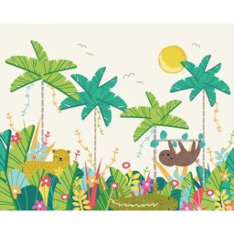 Rackhams Jungle Animals Wall Mural - Green - Medium - W300cm x H240cm - thumbnail 2