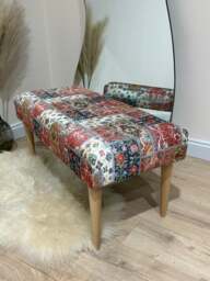 Rackhams Premium Printed Pattern Fabric Footstool Ottoman – Multi-Functional Pouffe Footrest & Table - 30 x 30 Inches (76 x 76cm)