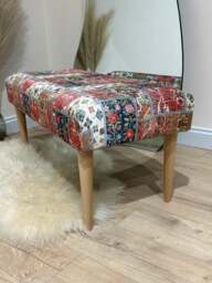 Rackhams Premium Printed Pattern Fabric Footstool Ottoman – Multi-Functional Pouffe Footrest & Table - 30 x 30 Inches (76 x 76cm) - thumbnail 4