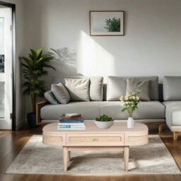 Rackhams Carlester Cane And Wood 1 Drawer Coffee Table - thumbnail 2