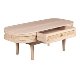 Rackhams Carlester Cane And Wood 1 Drawer Coffee Table - thumbnail 4