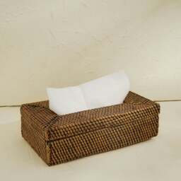 Rackhams Rectangular Tissue Holder - Wicker Rattan Tissue Box Cover - Dark Brown - thumbnail 1